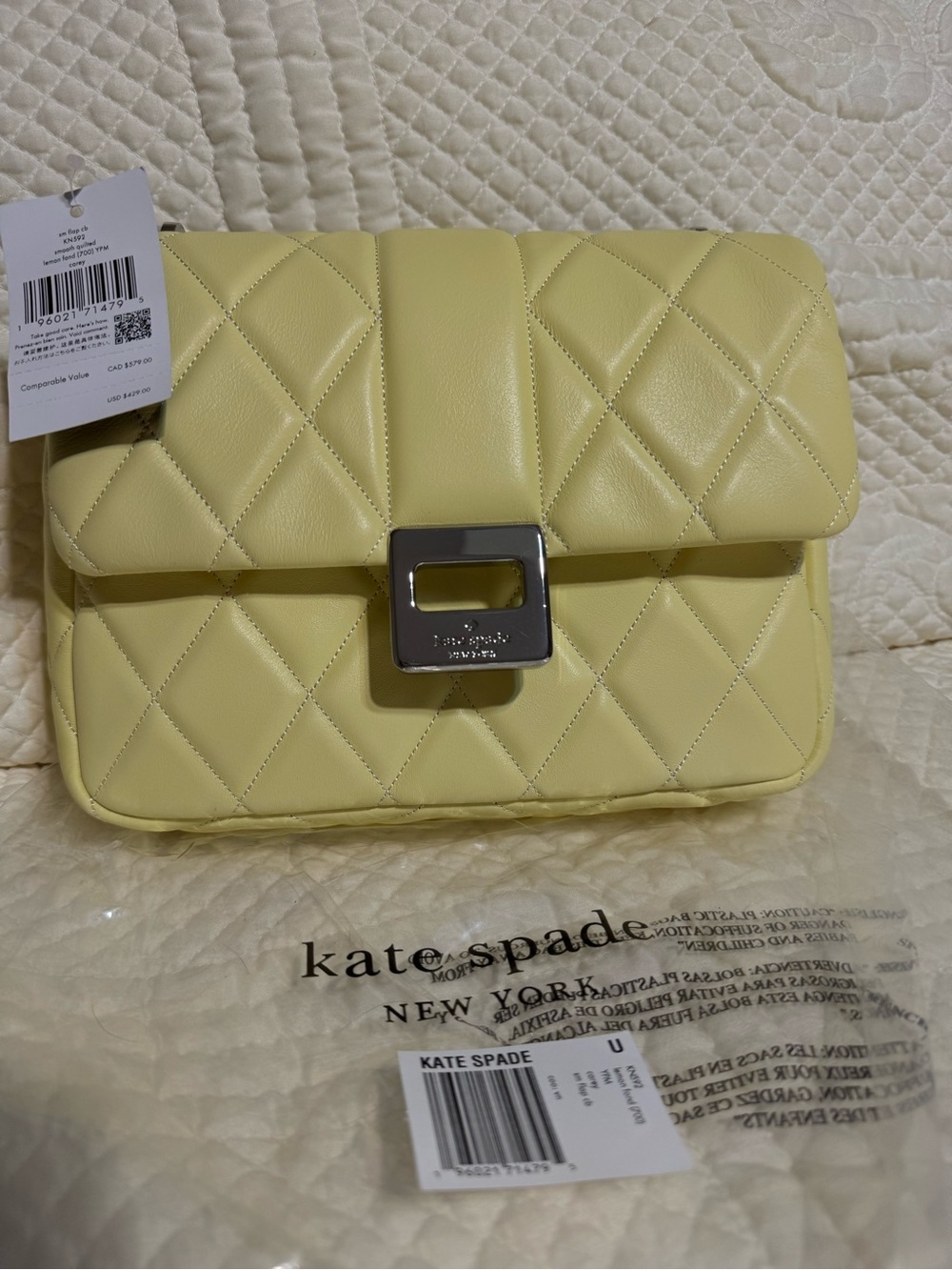Kate spade Brand New Quilted Leather Crossbody Bag in Lemon
Sold out
